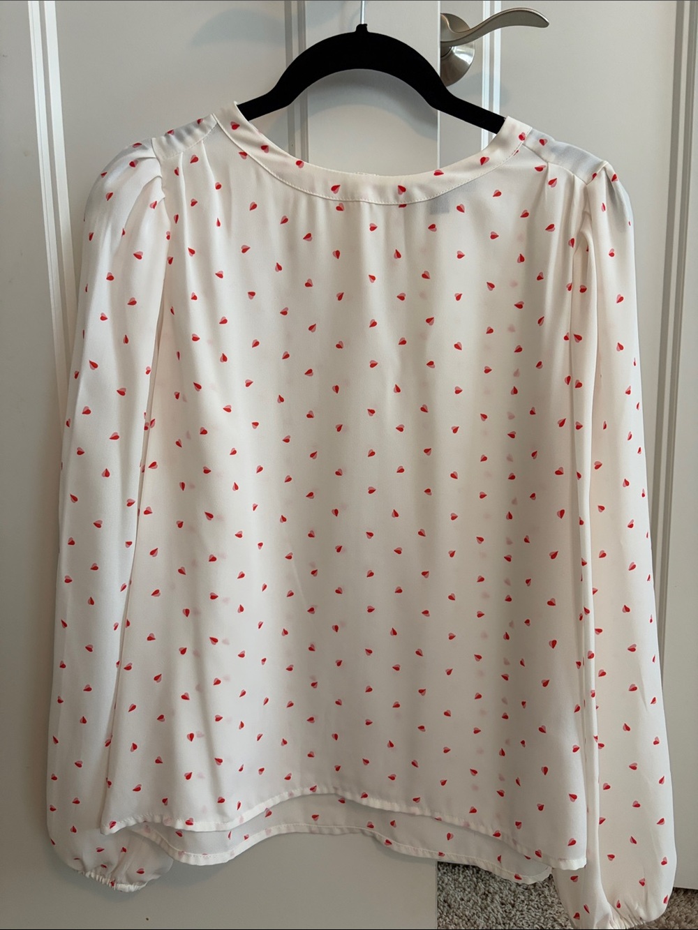 Banana Republic White Blouse with Red Heart Print